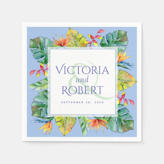 ナプキ結婚ンス |熱帯水カラーフローラ スタンダードカクテルナプキン (正面)