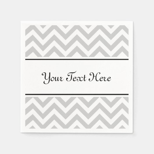 ナプチパーソナライズされたン | グレーシェブロンストライプ模様 スタンダードカクテルナプキン (正面)