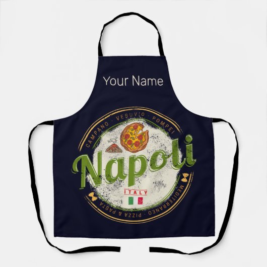 ナプルイタリアレトロヴェスヴィウス&ピザヴィンテージ エプロン (正面)