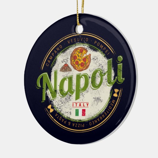 ナプルイタリアレトロヴェスヴィウス&ピザヴィンテージ セラミックオーナメント (左)
