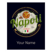 ナプルイタリアレトロヴェスヴィウス&ピザヴィンテージ ポスター (正面)