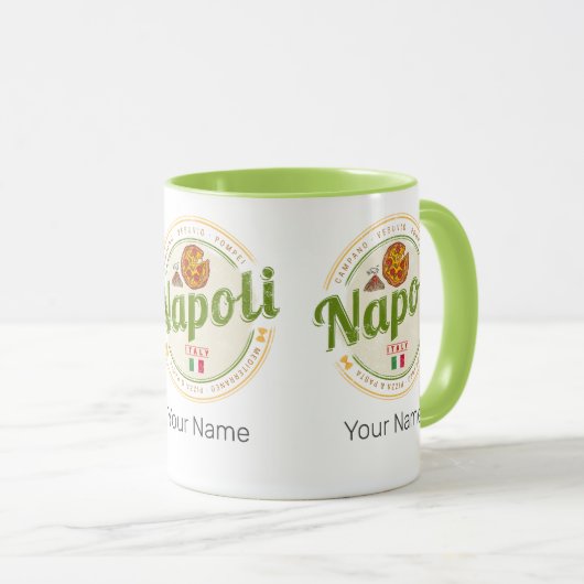 ナプルイタリアレトロヴェスヴィウス&ピザヴィンテージ マグカップ (正面右)