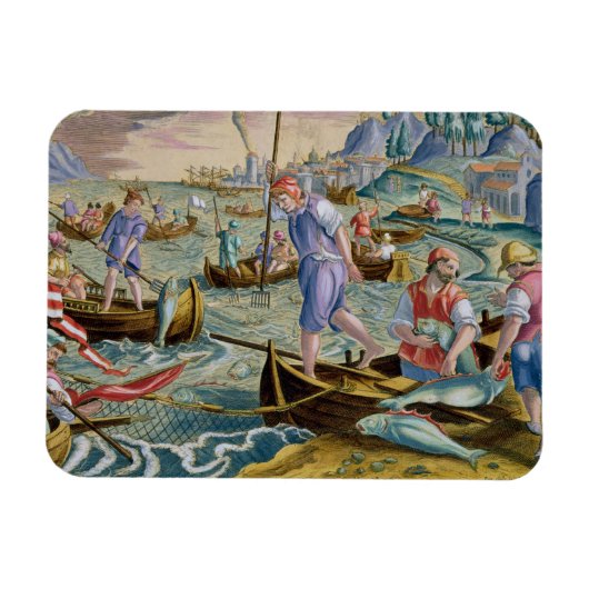 ナプル湾の網とトライデントとの魚釣り マグネット (横)