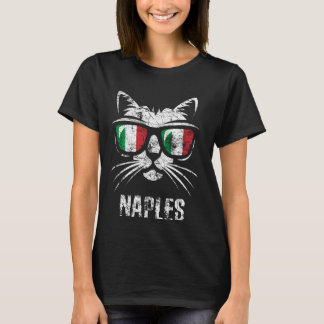 ナポリおもしろいヴィンテージキャットイタリア国旗 Tシャツ