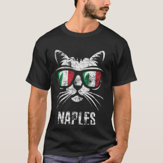 ナポリおもしろいヴィンテージキャットイタリア国旗 Tシャツ