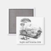 ナポリとヴェスビウス火山1850磁石 マグネット (正面/裏面)