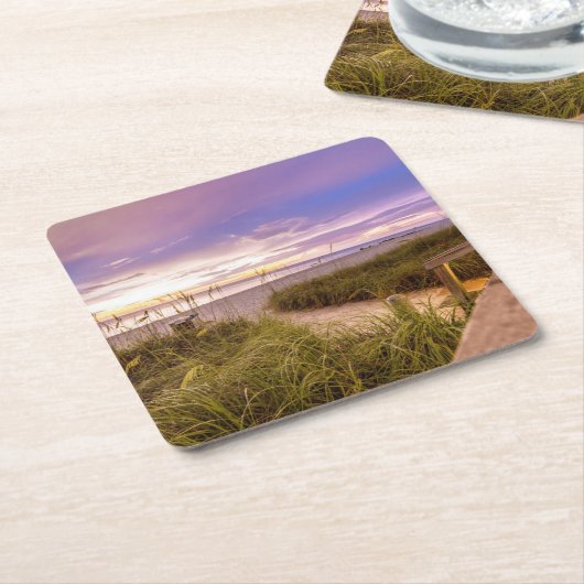 ナポリのビーチの海岸および穏やかな海|フロリダ スクエアペーパーコースター (アングル)