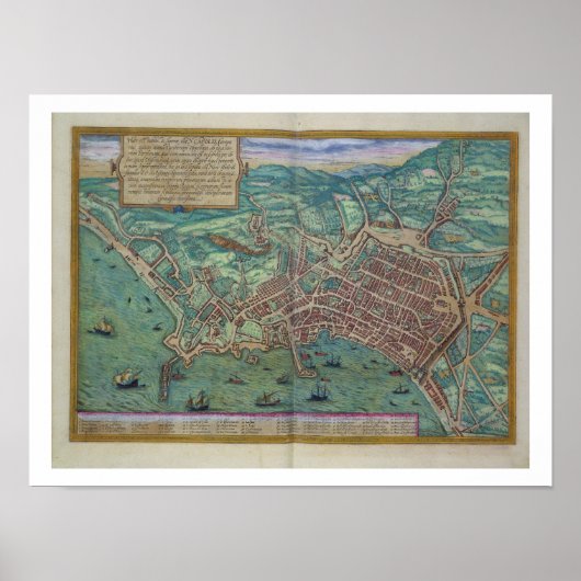 ナポリの地図, 'Civitates Orbis Terrarum'より ポスター (正面)