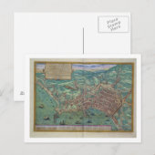 ナポリの地図， 'Civitates Orbis Terrarum'より ポストカード (正面/裏面)