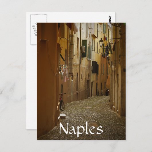 ナポリの暗い路地，イタリア文字はがき ポストカード (正面/裏面)