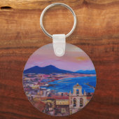 ナポリの素晴らしいシティビューと山ヴェスヴ キーホルダー (正面)