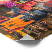 ナポリの街並み，市，イタリアン風景，モダン, ポスター (角)