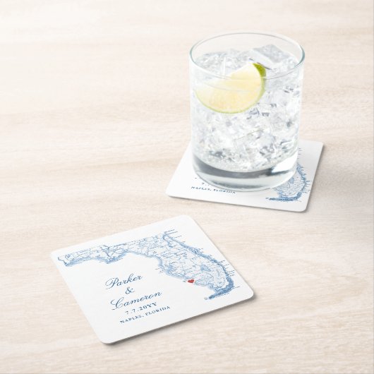 ナポリエレガントフロリダマ結婚ップ スクエアペーパーコースター (インサイチュ)