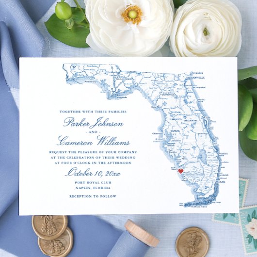 ナポリエレガントフロリダマ結婚ップ 招待状