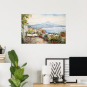 ナポリセレニティ:デジタルウォーターカラーアートプリント ポスター (ホームオフィス)