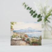 ナポリセレニティ:デジタルウォーターカラーアートプリント ポストカード (スタンド正面)