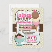 ナポリタンアイスクリームキッズバースデーパーティー インビテーションポストカード (正面/裏面)