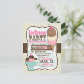 ナポリタンアイスクリームキッズバースデーパーティー インビテーションポストカード (スタンド正面)