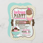 ナポリタンアイスクリームキッズバースデーパーティー 招待状 (正面/裏面)