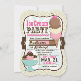 ナポリタンアイスクリームキッズバースデーパーティー 招待状