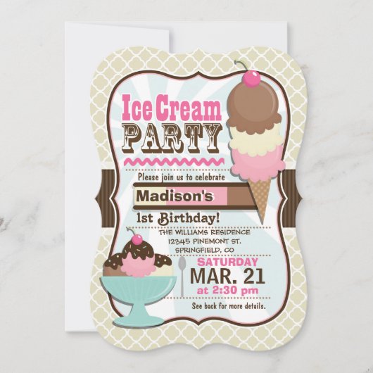 ナポリタンアイスクリームキッズバースデーパーティー 招待状 (正面)