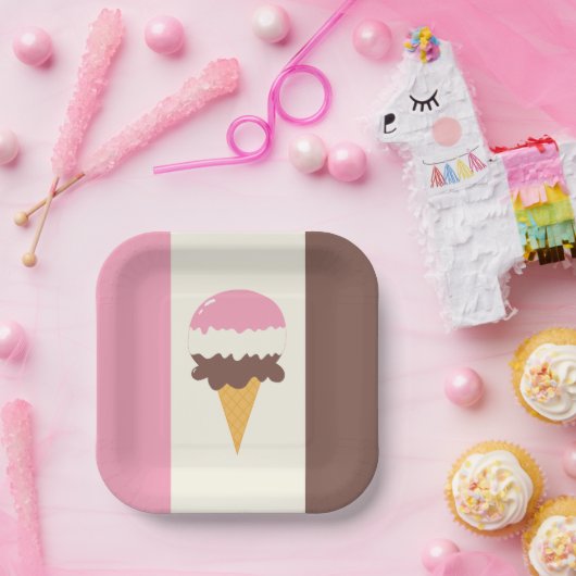 ナポリタンアイスクリームコーン ペーパープレート (パーティー)