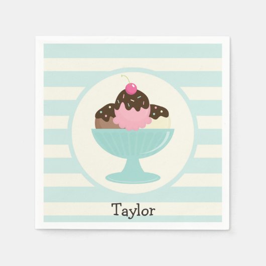 ナポリタンアイスクリームサンデー；さくらんぼ&スプリンクル スタンダードカクテルナプキン (正面)