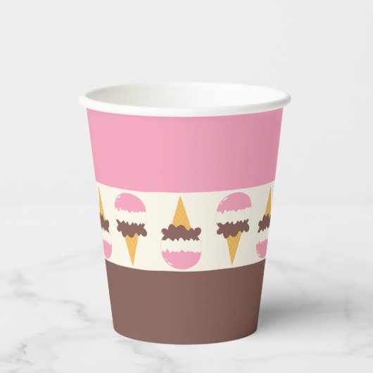 ナポリタンアイスクリームストライプのパターン 紙コップ (正面)