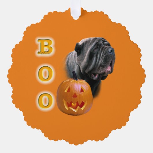 ナポリタンマスチフハロウィーンBOO オーナメントカード (正面)