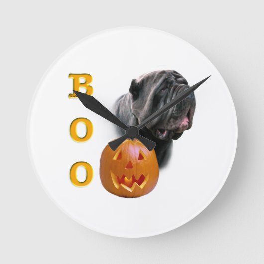 ナポリタンマスチフハロウィーンBOO ラウンド壁時計 (正面)