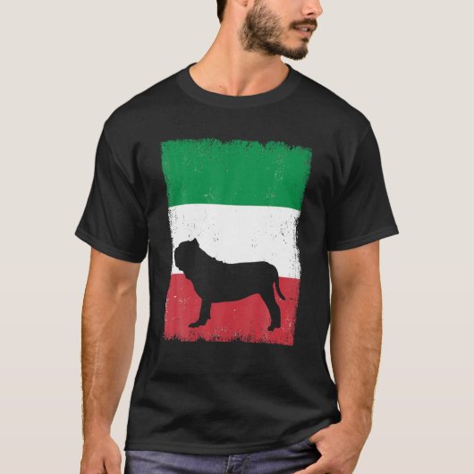 ナポリタンマスティフドッグイタリア国旗イタリアンヴィンテージ Tシャツ (正面)
