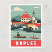 ナポリナポリイタリアヴィンテージトラベルイラストレーション ポストカード (正面)