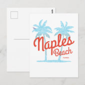 ナポリビーチフロリダUSAヴィンテージコーラルブルーパームズ ポストカード (正面/裏面)