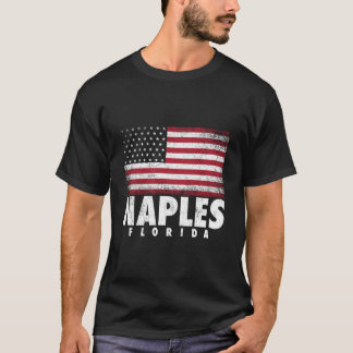 ナポリフロリダ州アメリカ国旗 7月4日 Tシャツ