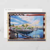 ナポリ島ロングビーチカリフォルニアリネン+国旗  ポストカード (正面/裏面)