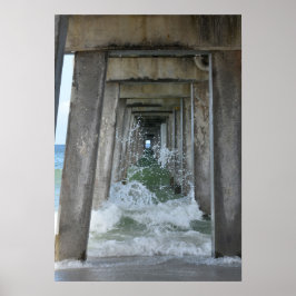 ナポリ桟橋の下で波を打ち砕く ポスター