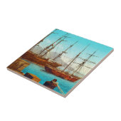 ナポリ港イタリア1800年代 タイル (側面)