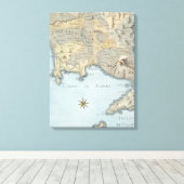 ナポリ湾と周辺地域の地図 キャンバスプリント (インサイチュ (ウッドフロア))
