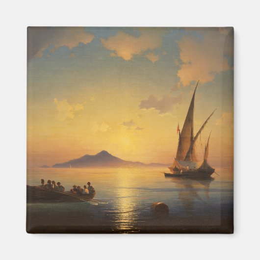 ナポリ湾イワンAivazovsky海の風景 マグネット (正面)