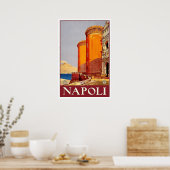 ナポリ要塞、イタリア、中世、ヴィンテージ旅行 ポスター (キッチン)