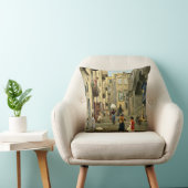 ナポリ通りシーン – Paul G. Fischer 絵画's クッション (椅子)