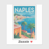 ナポリ イタリア イラスト トラベル アート ヴィンテージ シール (シート)