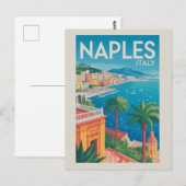 ナポリ イタリア イラスト 旅行 アート ヴィンテージ ポストカード (正面/裏面)