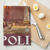 ナポリ,イタリア,カステルヌオヴォキャッスルヴィンテージトラベル キッチンタオル (四つ折り)