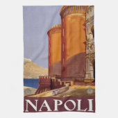 ナポリ,イタリア,カステルヌオヴォキャッスルヴィンテージトラベル キッチンタオル (縦)