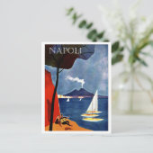 ナポリ,イタリア,沿岸の帆船 ポストカード (スタンド正面)