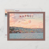ナポリ/ナポール、イタリアの夕日 海から見た景色 ポストカード (正面/裏面)