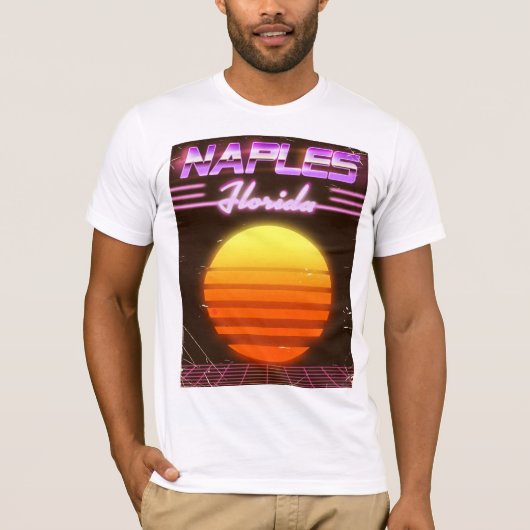 ナポリ・フロリダ1980s旅行ポスター tシャツ (正面)