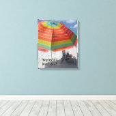 ナポリFLビーチデイカラフルビーチ写真 キャンバスプリント (インサイチュ (ウッドフロア))