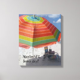ナポリFLビーチデイカラフルビーチ写真 キャンバスプリント